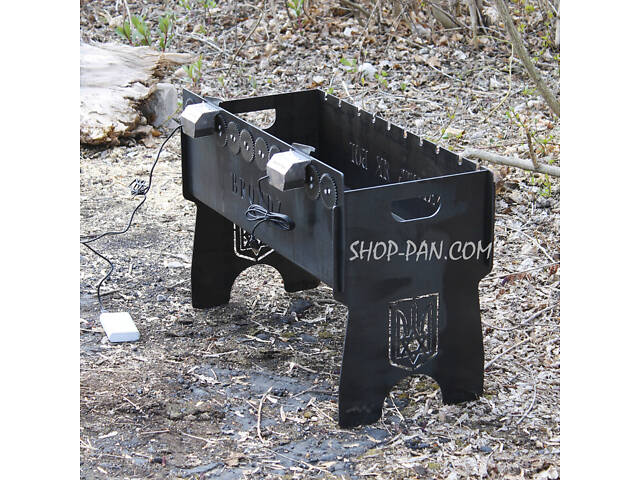 Мангал із вбудованою шашличницею та мотором на 10 шт. з гравіюванням — Україна! - Фото 10