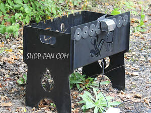 Мангал із вбудованою шашличницею та мотором на 8 шампурів