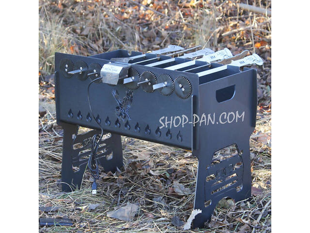 Мангал імний із вбудованою шашличницею та мотором на 12 шампурів - Фото 6