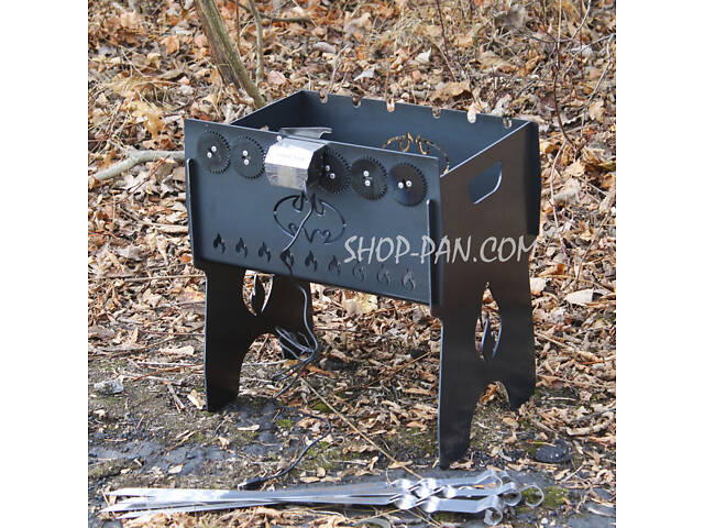Мангал імний із вбудованою шашличницею та мотором на 6 шампурів - Фото 8