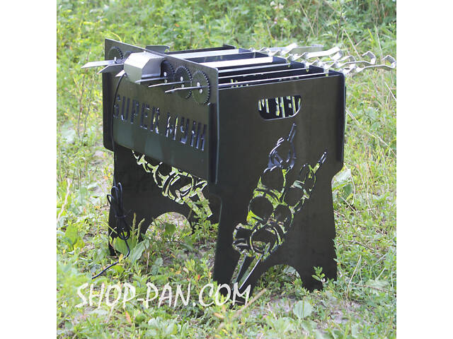 Мангал імний із вбудованою шашличницею та мотором на 10 шампурів - Фото 8