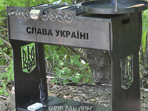 Мангальний комплекс: Мангал розбірний високий із вбудованою шашличницею на 8 шт + Сковорода 40 см із кришкою