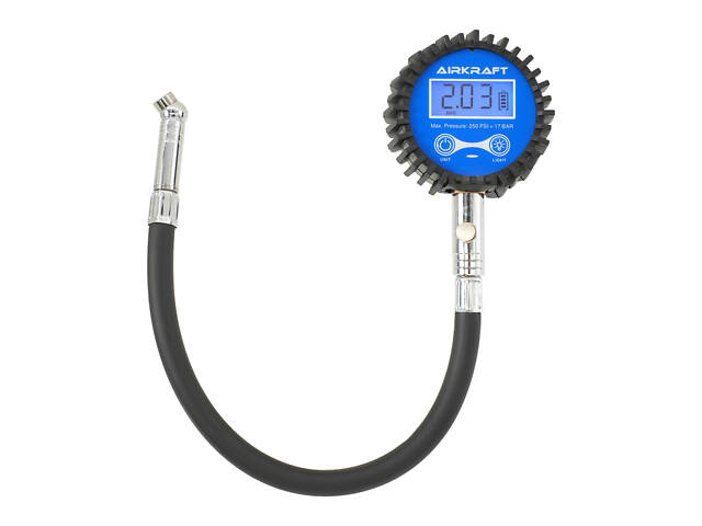 Манометр цифровий для перевірки тиску в шинах зі шлангом 0-250 psi (17 bar) AIRKRAFT TPGD0250-S - Фото 1