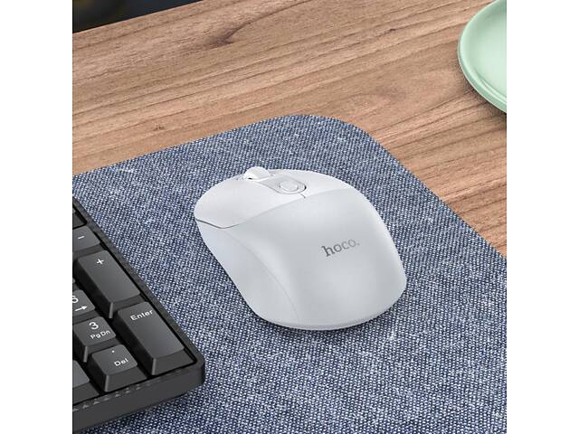 Манипулятор мышь HOCO GM28 2.4G business wireless mouse White Gray yL. - Фото 4