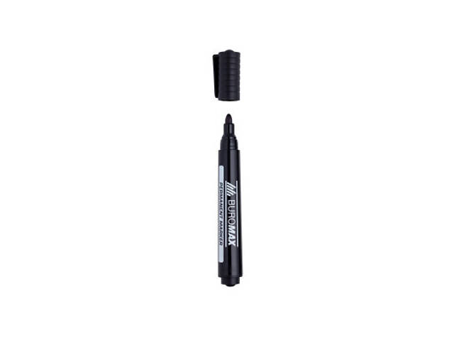 Маркер Buromax Permanent 'JOBMAX', круглий наконечник, чорний (BM.8700-01) - Фото 1