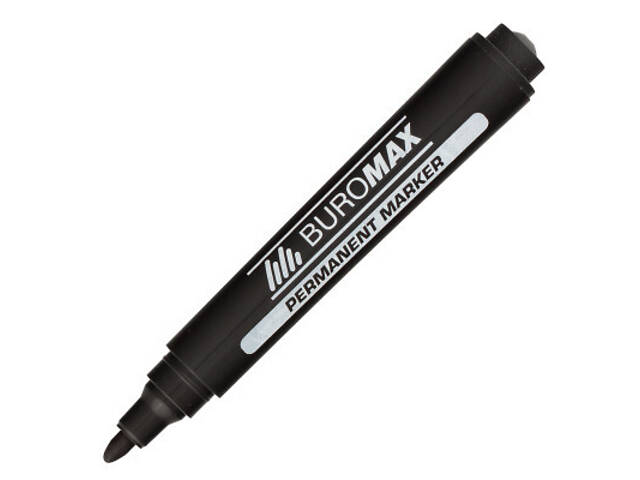 Маркер Buromax Permanent 'JOBMAX', круглий наконечник, чорний (BM.8700-01) - Фото 2