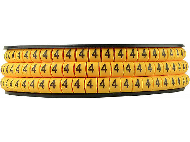 Маркер кабельный цифра '4' 3,1-8мм.кв. (500шт/рул) [A0150080030] желтый EC-2 АСКО - Фото 2