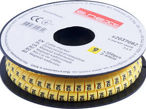 Маркер кабельный цифра '9' 3-6мм.кв. (350шт/рул) [s2037082] желтый e.marker.stand.3.6.9 E.NEXT