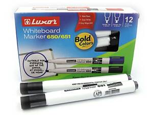 Маркер на водній основі для білої сухостираємої дошки чорний Luxor 651 2-5мм 3311