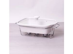 Марміт керамічний 2.4 л зі скляною кришкою та металевою підставкою 6403