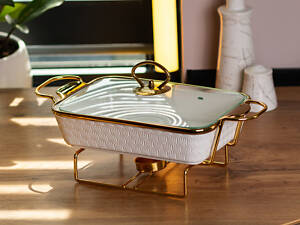 Мармит керамический на 1 литр на металической подставке HP1013