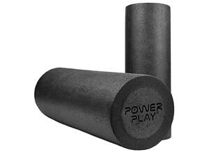 Масажний ролик (роллер) гладкий PowerPlay 4021 Fitness Roller Чорний (60x15см.)
