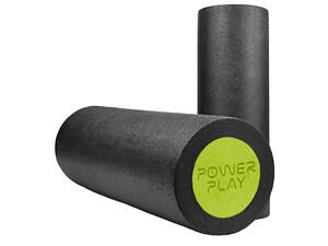 Масажний ролик (роллер) гладкий PowerPlay 4021 Fitness Roller Чорно-зелений (45x15см.)