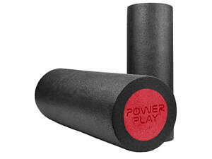 Масажний ролик (роллер) гладкий PowerPlay 4021 Fitness Roller Чорно-червоний (30x15см.)