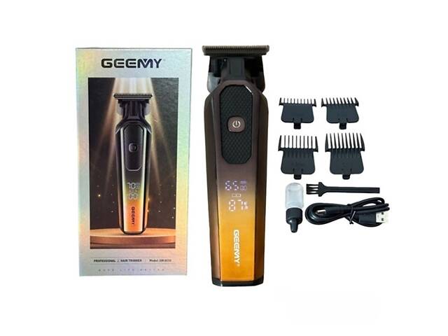 Машинка аккумуляторная для стрижки волос Geemy GM 8058Q оранжевая - Фото 2