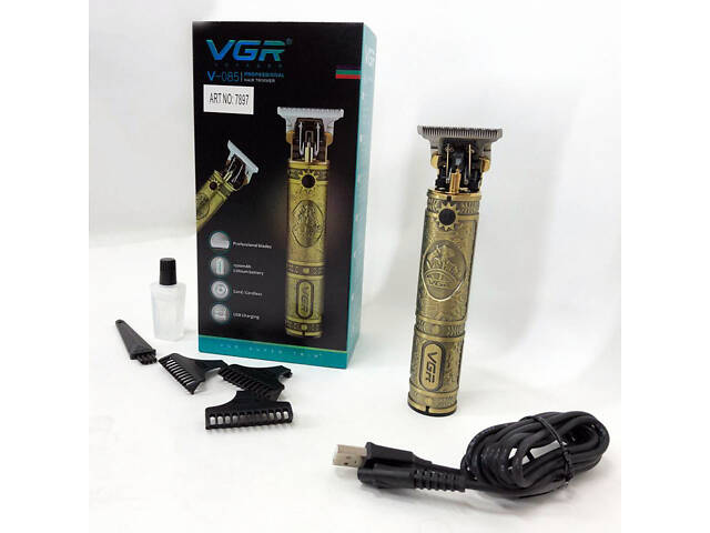 Машинка для стрижки чоловіча VGR V-085 Електробритва з насадками для бороди Машинка окантовка - Фото 35