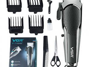 Машинка для стрижки VGR V-130 проводная профессиональная с насадками для окантовки триммер для волос