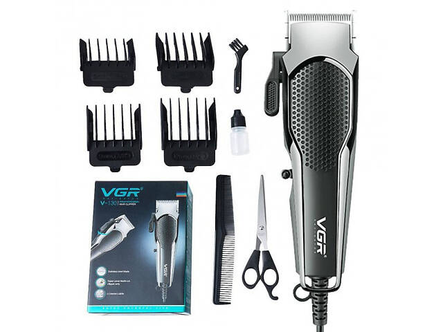 Машинка для стрижки VGR V-130 провідна професійна з насадками для окантовки триммер для волосся - Фото 1