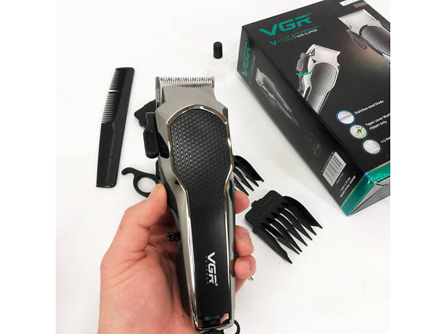 Машинка для стрижки VGR V-130 провідна професійна з насадками для окантовки триммер для волосся - Фото 8