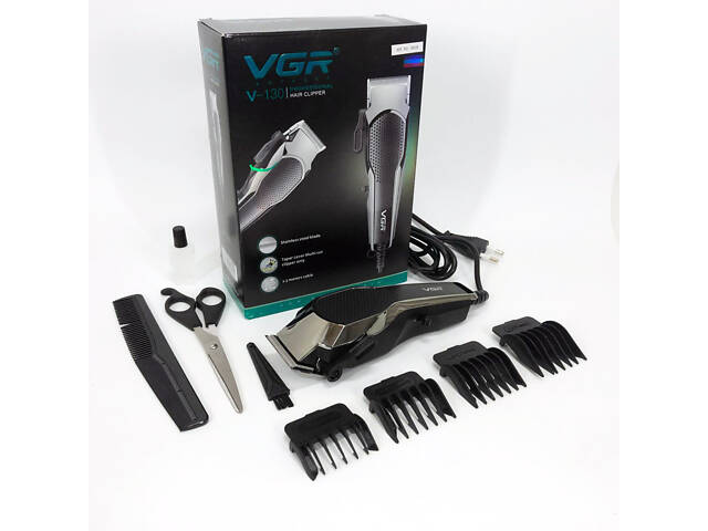Машинка для стрижки VGR V-130 провідна професійна з насадками для окантовки триммер для волосся - Фото 10