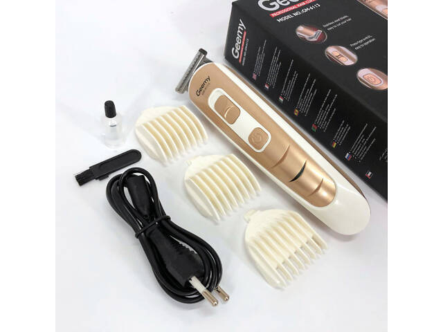 Машинка для стрижки волосся Gemei GM-6113 акумуляторна, чоловіча машинка для гоління. Колір: золотий - Фото 2