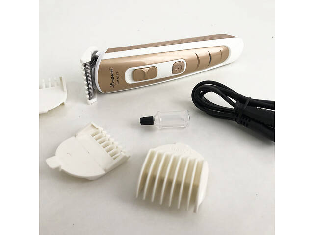 Машинка для стрижки волосся Gemei GM-6113 акумуляторна, чоловіча машинка для гоління. Колір: золотий - Фото 3