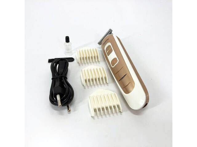 Машинка для стрижки волосся Gemei GM-6113 акумуляторна, чоловіча машинка для гоління. Колір: золотий - Фото 10