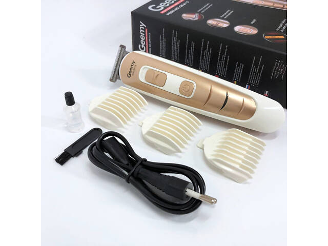 Машинка для стрижки волосся Gemei GM-6113 акумуляторна, чоловіча машинка для гоління. Колір: золотий - Фото 12