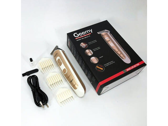 Машинка для стрижки волосся Gemei GM-6113 акумуляторна, чоловіча машинка для гоління. Колір: золотий - Фото 13