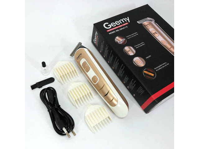 Машинка для стрижки волосся Gemei GM-6113 акумуляторна, чоловіча машинка для гоління. Колір: золотий - Фото 15
