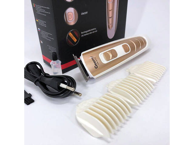 Машинка для стрижки волосся Gemei GM-6113 акумуляторна, чоловіча машинка для гоління. Колір: золотий - Фото 16