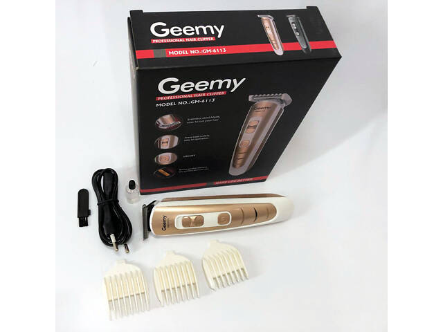 Машинка для стрижки волосся Gemei GM-6113 акумуляторна, чоловіча машинка для гоління. Колір: золотий - Фото 18