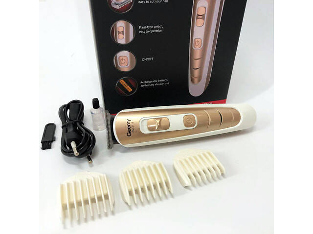 Машинка для стрижки волосся Gemei GM-6113 акумуляторна, чоловіча машинка для гоління. Колір: золотий - Фото 19