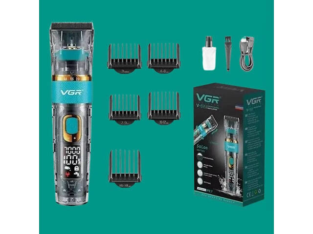 Машинка для стрижки волосся і бороди VGR V-695 з LED дисплеєм IPX7 вологозахист, Окантувальна машинка - Фото 12