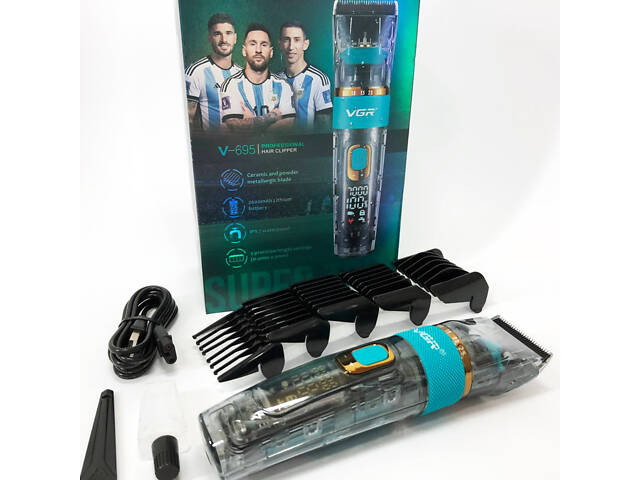 Машинка для стрижки волосся і бороди VGR V-695 з LED дисплеєм IPX7 вологозахист, Окантувальна машинка - Фото 15