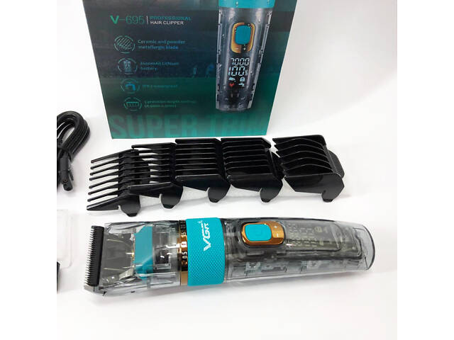 Машинка для стрижки волосся і бороди VGR V-695 з LED дисплеєм IPX7 вологозахист, Окантувальна машинка - Фото 19