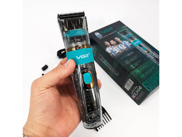 Машинка для стрижки волосся і бороди VGR V-695 з LED дисплеєм IPX7 вологозахист, Окантувальна машинка - Фото 24