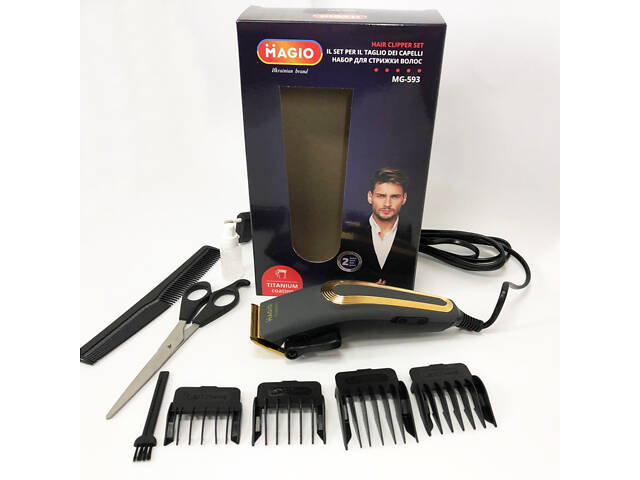 Машинка для стрижки волосся MAGIO MG-593, Професійна електробритва для стрижки волосся домашня - Фото 8