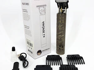 Машинка для стрижки волосся Vintage T9-1 BRONZE 4 насадки