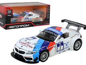 Машина АВТОПРОМ 68349C 'BMW Z4 GT3' 1:32, металева, на батарейках, світло, звук, відкриваються двері, коробка 18x9x8см