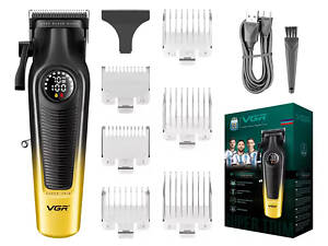 Машинка для стрижки акумуляторна VGR V-196 2000 mAh LED дисплей