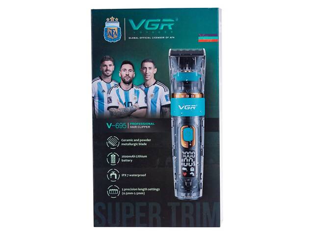 Машинка для стрижки профессиональная Синяя VGR V-695 - Фото 2