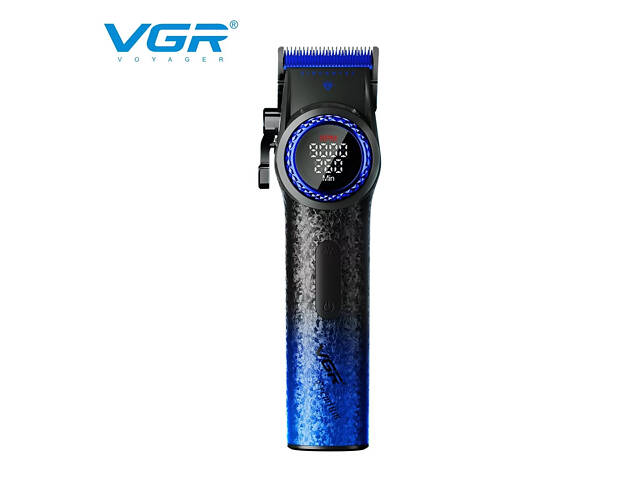 Машинка для стрижки VGR V-001 Blue (10 насадок) 4600 mAh LED дисплей - Фото 2