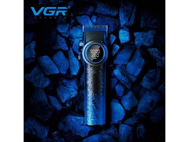 Машинка для стрижки VGR V-001 Blue (10 насадок) 4600 mAh LED дисплей - Фото 7