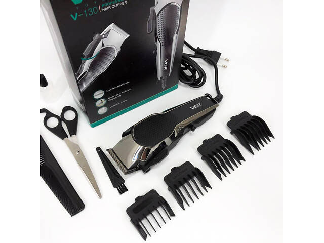 Машинка для стрижки VGR V-130 провідна професійна з насадками для окантовки триммер для волосся - Фото 2