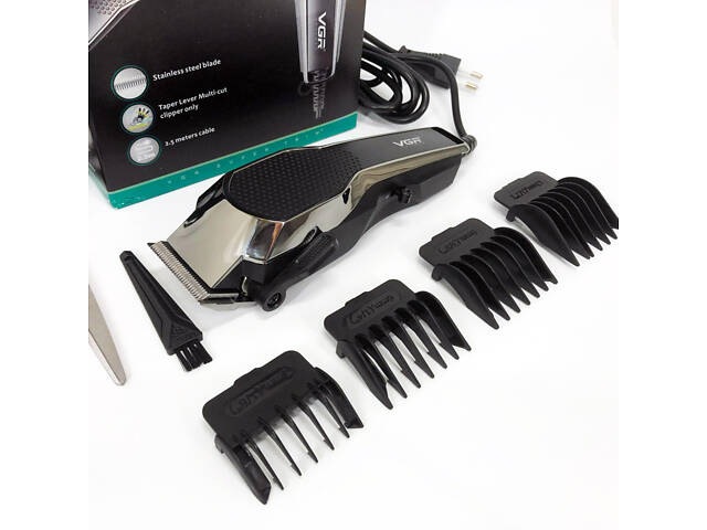 Машинка для стрижки VGR V-130 провідна професійна з насадками для окантовки триммер для волосся - Фото 11