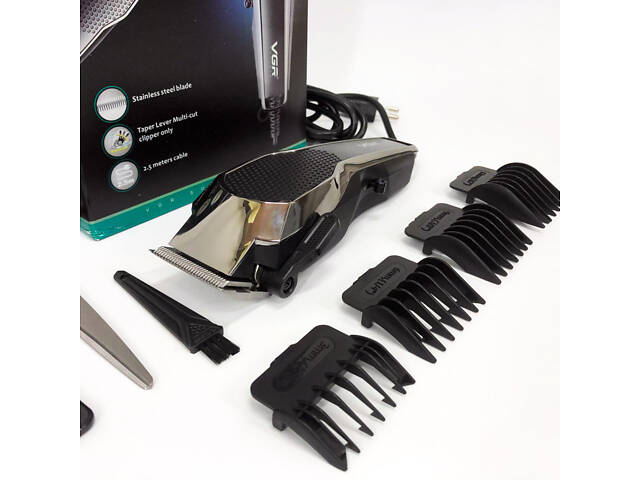 Машинка для стрижки VGR V-130 провідна професійна з насадками для окантовки триммер для волосся - Фото 14