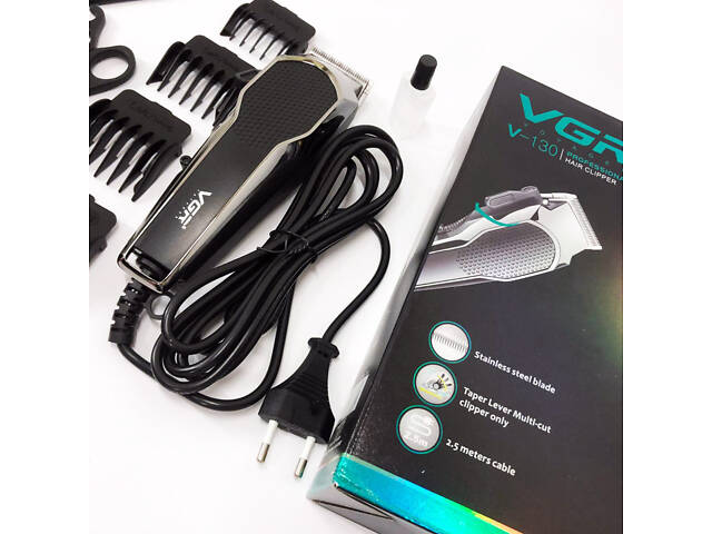Машинка для стрижки VGR V-130 провідна професійна з насадками для окантовки триммер для волосся - Фото 21