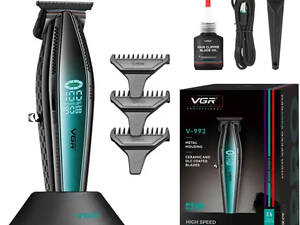 Машинка для стрижки волосся з потужним мотором XPRO VGR V-992 GREEN з насадками 1-2-3 мм