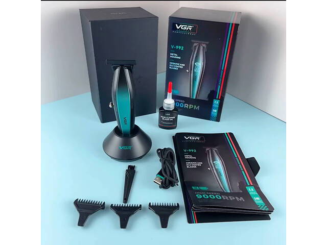 Машинка для стрижки волосся з потужним мотором XPRO VGR V-992 GREEN з насадками 1-2-3 мм - Фото 4